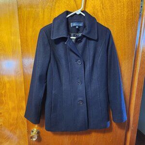 Women's Medium Anne Klein Black Wool Blend Pea Coat